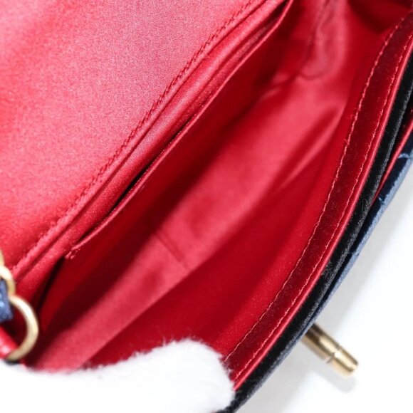 CHANEL Matelasse Camellia Chain Shoulder Bag Velor Red CC Auth KD378SM - Picture 11 of 16